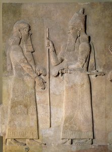 Relieve que representa a Sargón II (721-705 a.C.) y un visir, del Palacio de Sargón II en Khorsabad, Irak